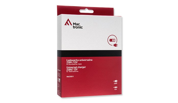 MacTronic punjač za Li-Ion 18650 baterije 230 V / 12 V