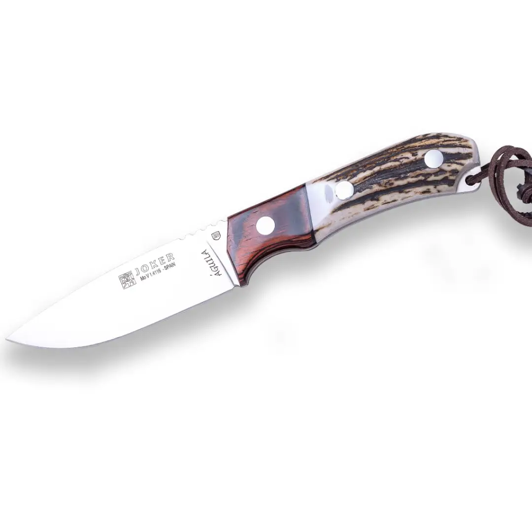 CC105_stag-horn-handle-red-wood-bolster-105-cm-stainless-steel-blade-lengthjoker-aguila-hunting-knife-leather-sheath